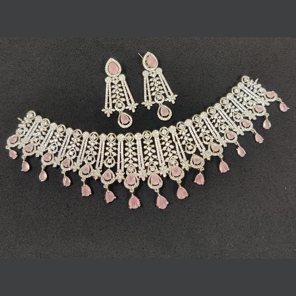 Manisha Jewellery Silver Plated AD Choker Necklace Set