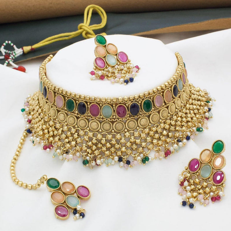 Manisha Jewellery Gold Plated Monalisa Choker Necklace Set