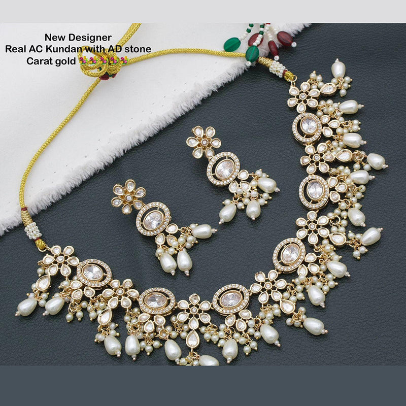 Manisha Jewellery Gold Plated Polki Kundan Stone And Pearls Necklace Set