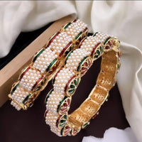 Manisha Jewellery Gold Plated Crystal Stone And Pearls Bangle Set