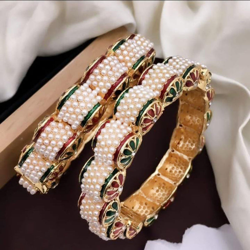 Manisha Jewellery Gold Plated Crystal Stone And Pearls Bangle Set