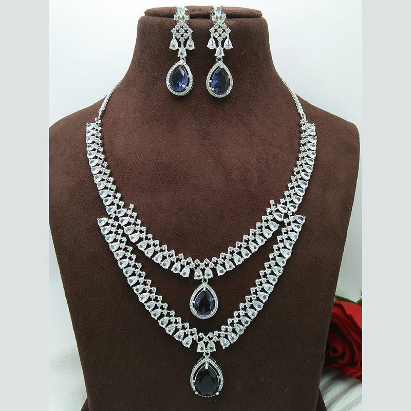 Manisha Jewellery Silver Plated AD Necklace Set