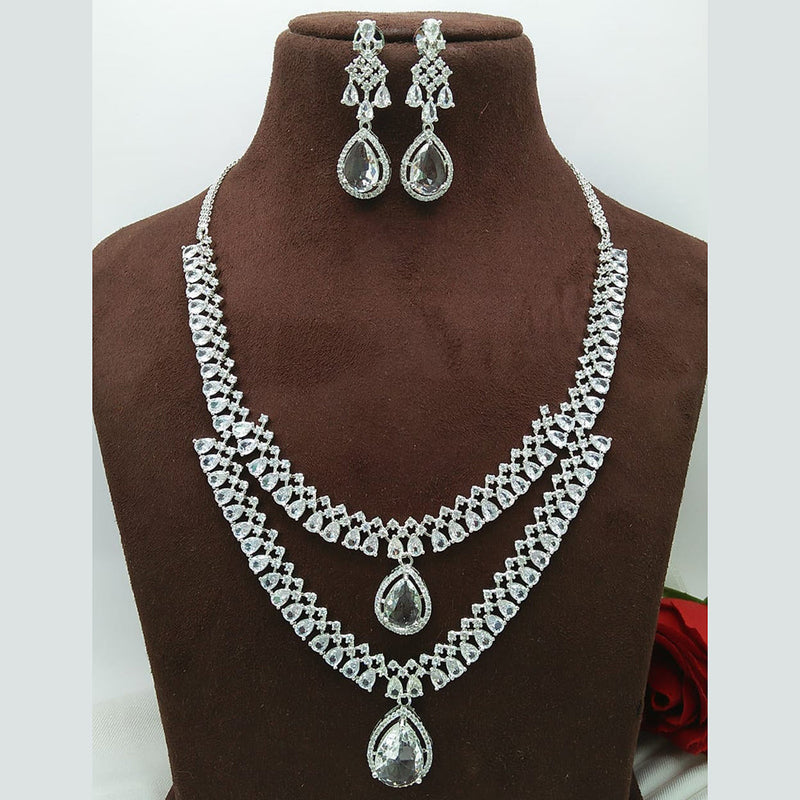 Manisha Jewellery Silver Plated AD Necklace Set