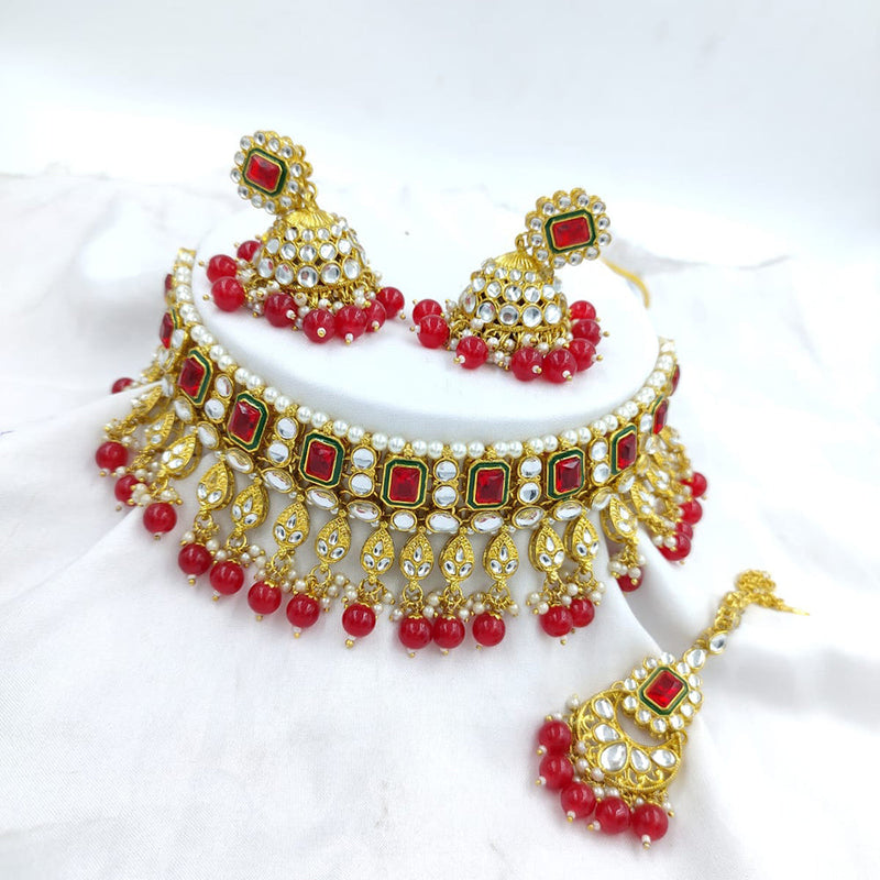 Manisha Jewellery Gold Plated Pearl And Kundan Choker Necklace Set