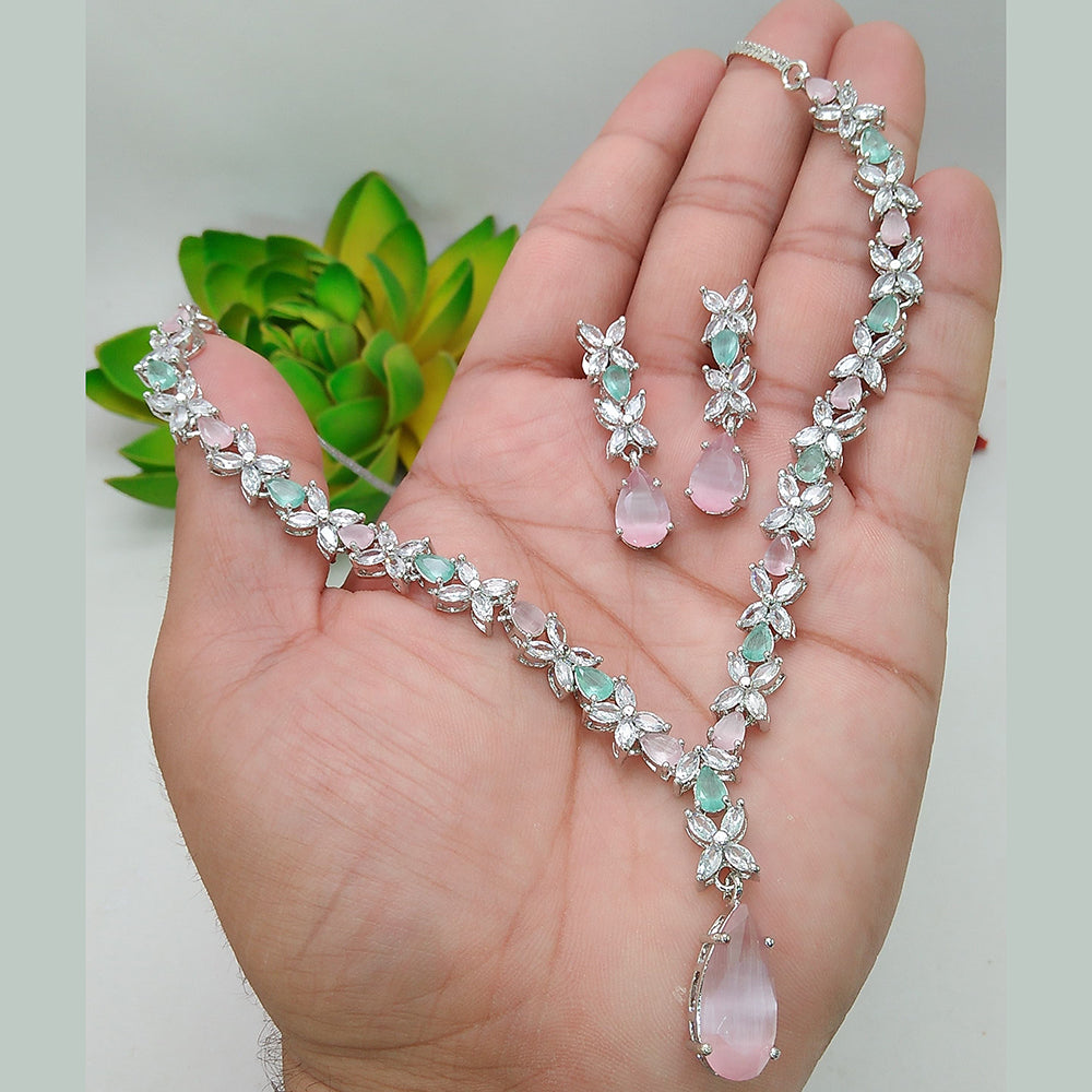 Manisha Jewellery Silver Plated AD Necklace Set – JewelEMarket