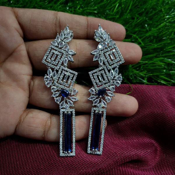 Manisha Jewellery Silver Plated AD Dangler Earrings