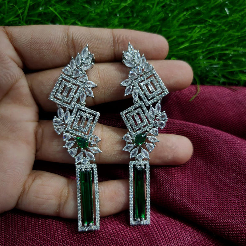 Manisha Jewellery Silver Plated AD Dangler Earrings