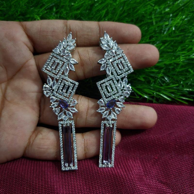 Manisha Jewellery Silver Plated AD Dangler Earrings