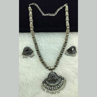 Manisha Jewellery Oxidised Plated Mirror Long Necklace Set