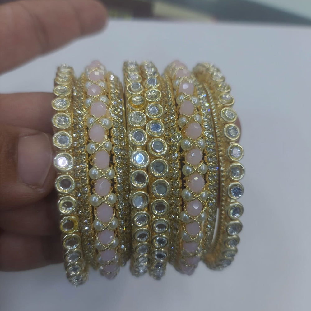 Manisha Jewellery Gold Plated Austrian Stone Pearl Bangles Set