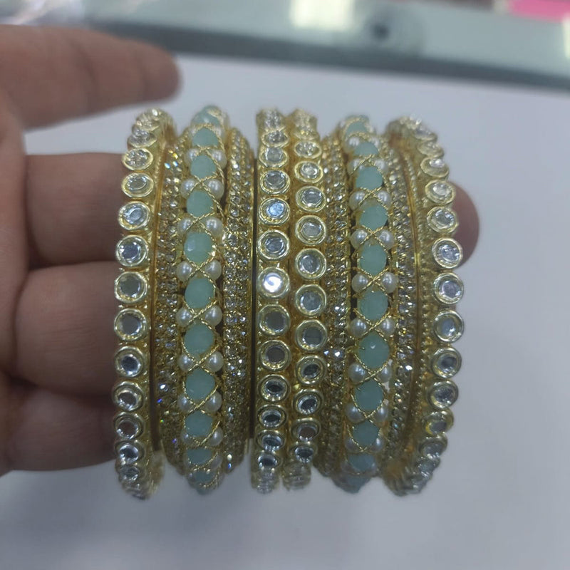 Manisha Jewellery Gold Plated Austrian Stone Pearl Bangles Set