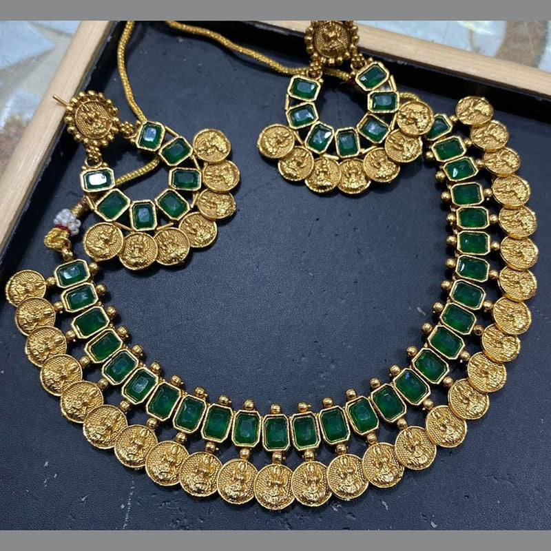 Manisha Jewellery Gold Plated Crystal Stone Temple Necklace Set