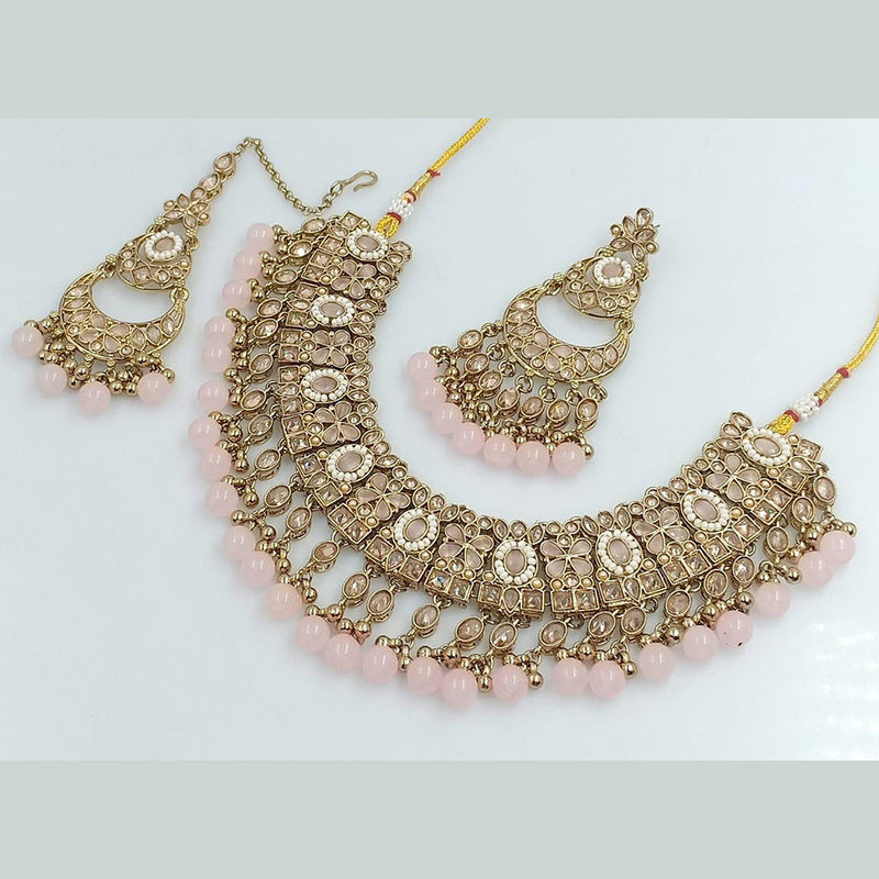 Manisha Jewellery Gold Plated Crystal Stone And Pearls Necklace Set