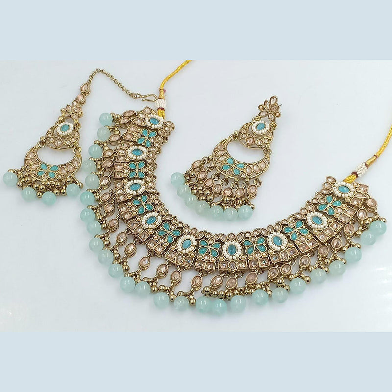 Manisha Jewellery Gold Plated Crystal Stone And Pearls Necklace Set