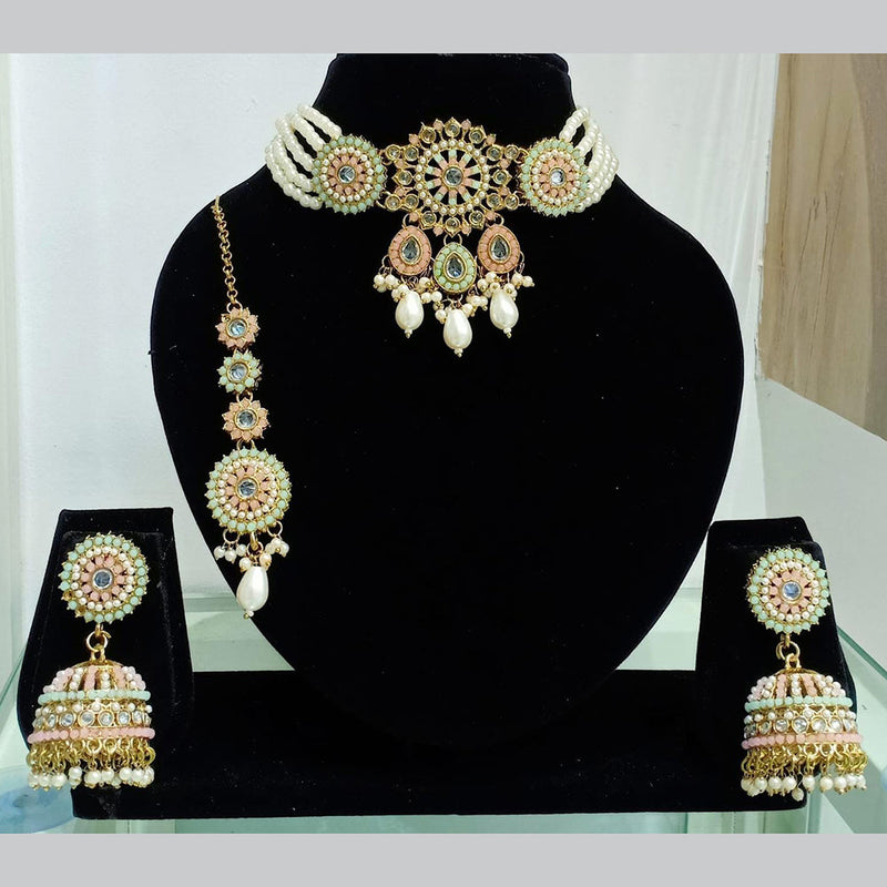 Manisha Jewellery Gold Plated Crystal Stone And Pearls Choker Necklace Set