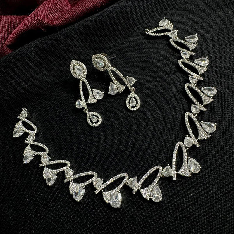 Manisha Jewellery Silver Plated AD Necklace Set