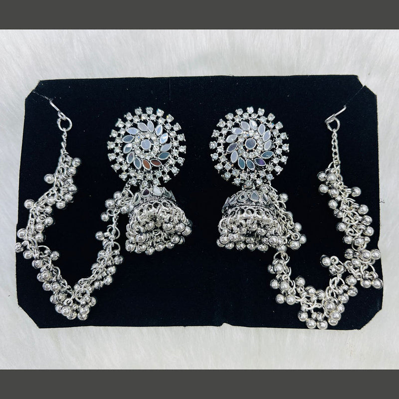 Manisha Jewellery Oxidised Plated Mirror Kanchain Jhumki Earrings