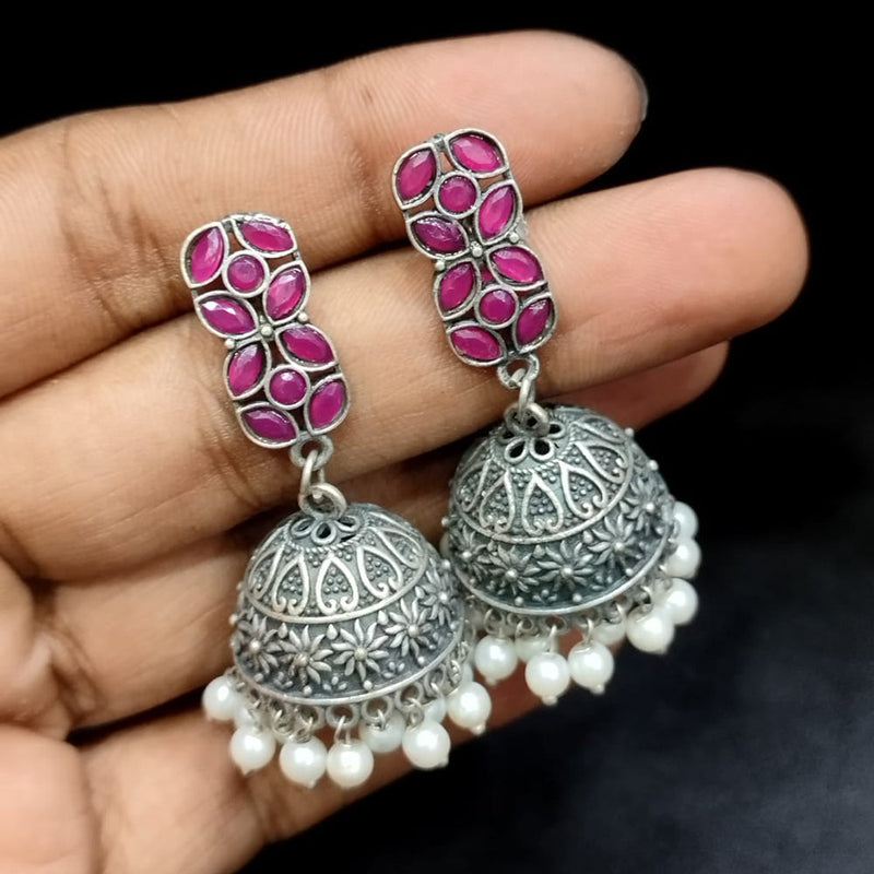 Manisha Jewellery Oxidised Plated Crystal Stone Jhumki Earrings