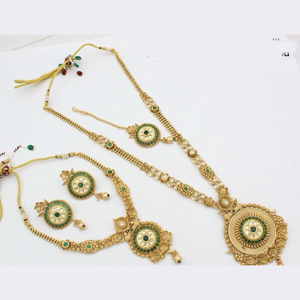 Manisha Jewellery Gold Plated Pota Stone Double Necklace Set