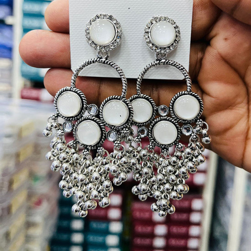 Manisha Jewellery Oxidised Plated Kundan Stone  And Ghungroo Dangler Earrings