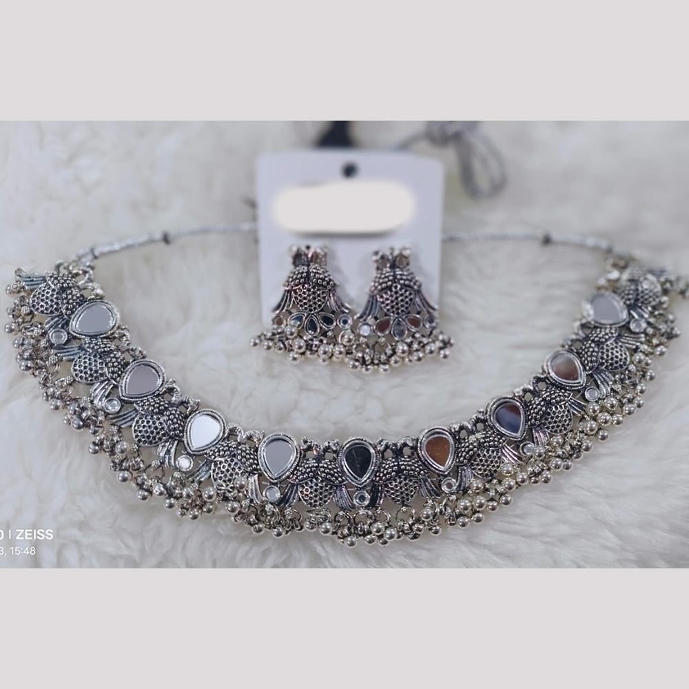 Manisha Jewellery Oxidised Plated Mirror Necklace Set