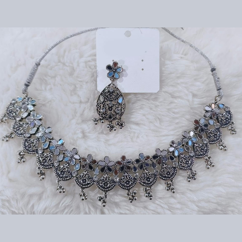 Manisha Jewellery Oxidised Plated Mirror Choker Necklace Set