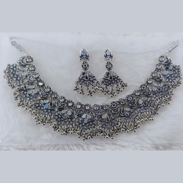 Manisha Jewellery Oxidised Plated Mirror Choker Necklace Set