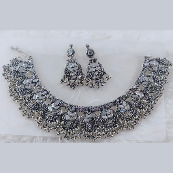 Manisha Jewellery Oxidised Plated Mirror Choker Necklace Set