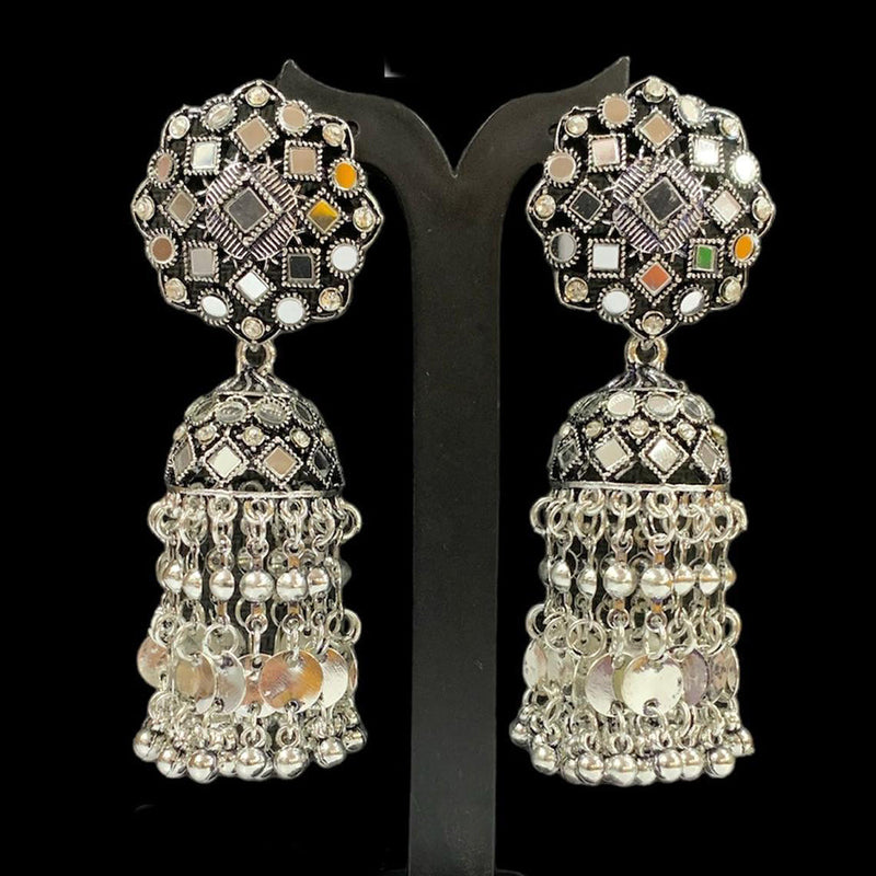 Manisha Jewellery Oxidised Plated Austrian Stone And Mirror Jhumki