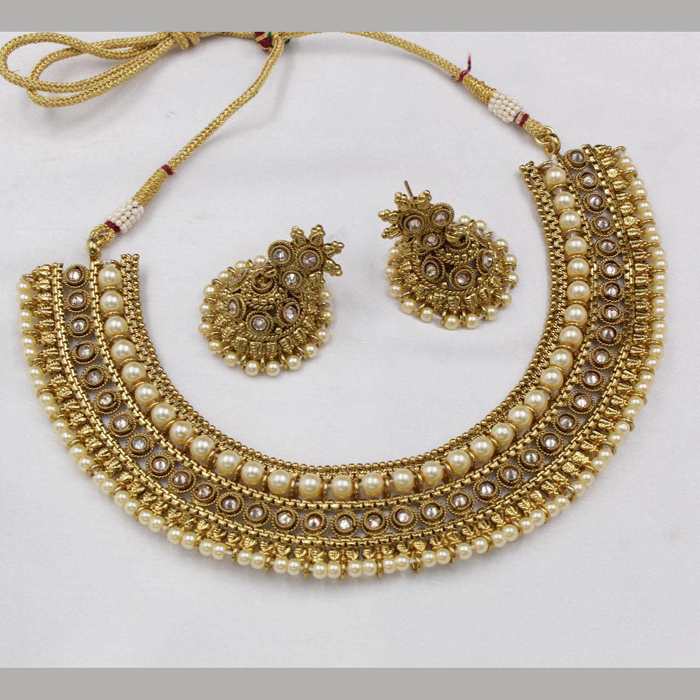 Manisha Jewellery Gold Plated Austrian Stone Pearls Necklace Set
