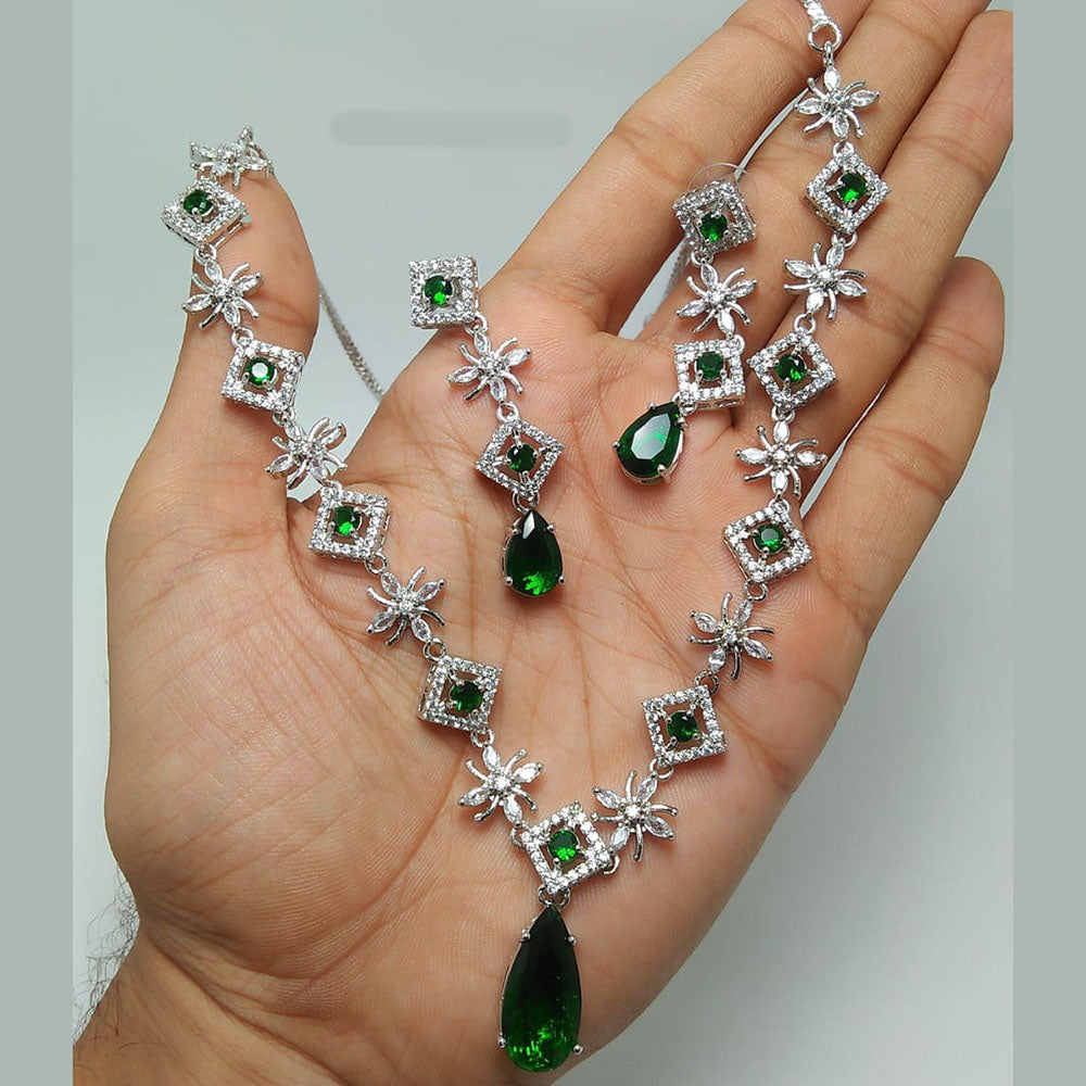 Manisha Jewellery Silver Plated AD Necklace Set