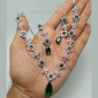 Manisha Jewellery Silver Plated AD Necklace Set