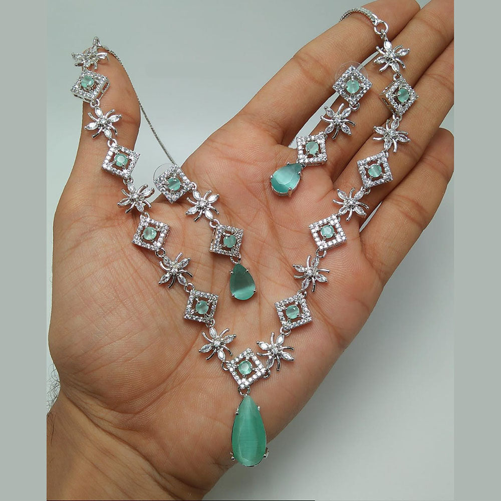 Manisha Jewellery Silver Plated AD Necklace Set