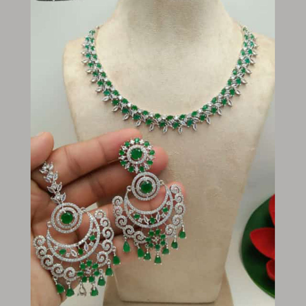 Manisha Jewellery Silver Plated AD Necklace Set