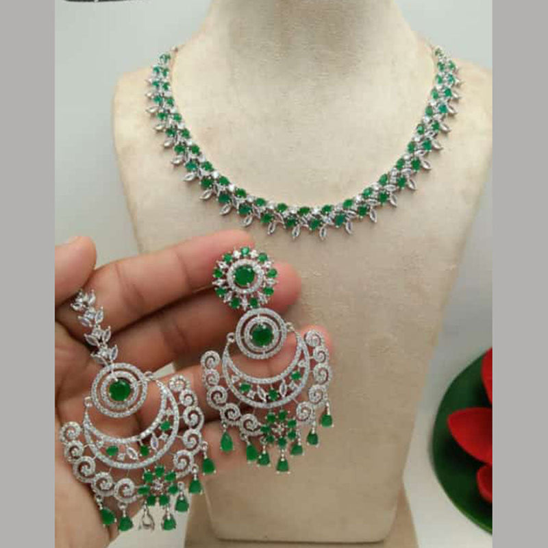 Manisha Jewellery Silver Plated AD Necklace Set