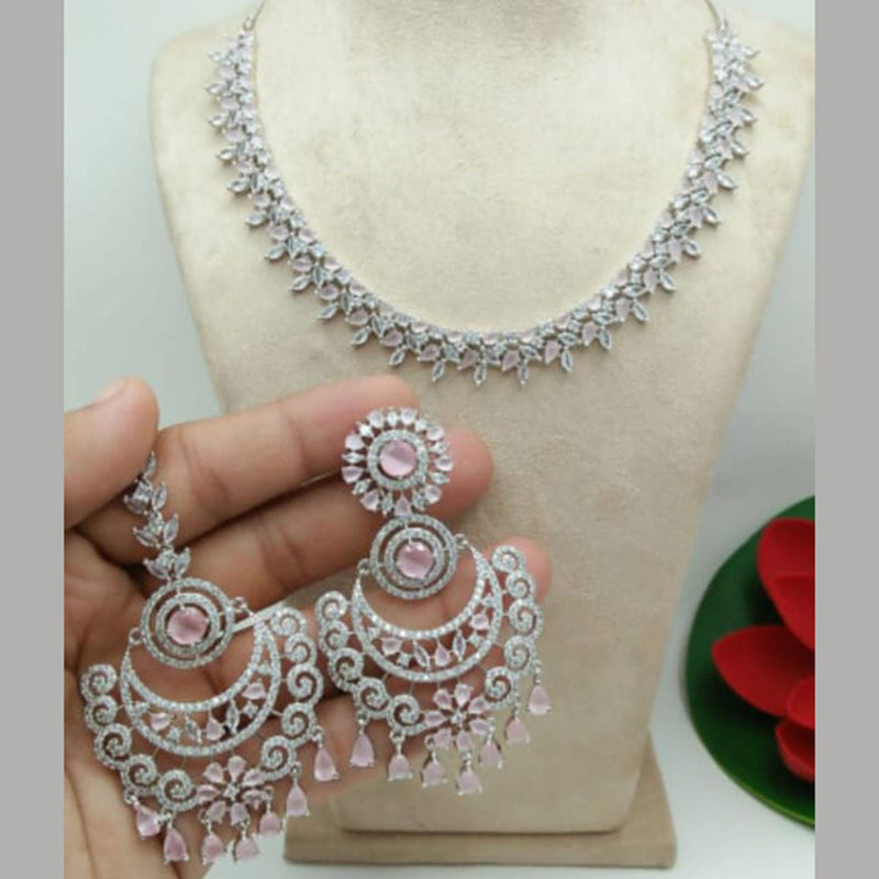 Manisha Jewellery Silver Plated AD Necklace Set