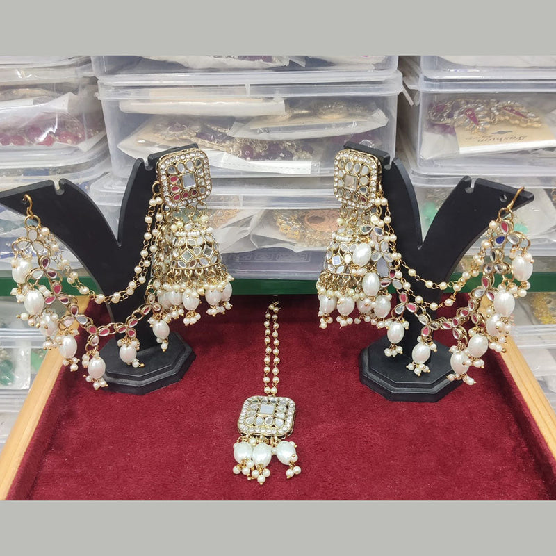 Manisha Jewellery Gold Plated Mirror Jhumki Earrings With Maangtikka