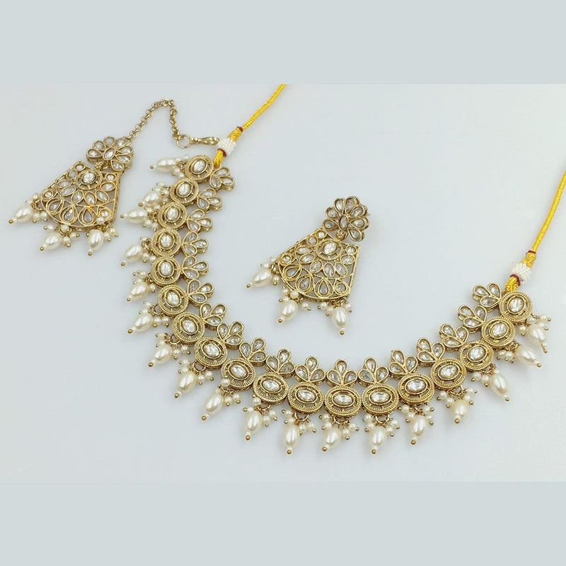 Manisha Jewellery Gold Plated Crystal Stone Pearls Necklace Set