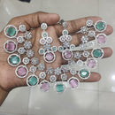 Manisha Jewellery Silver Plated AD Necklace Set