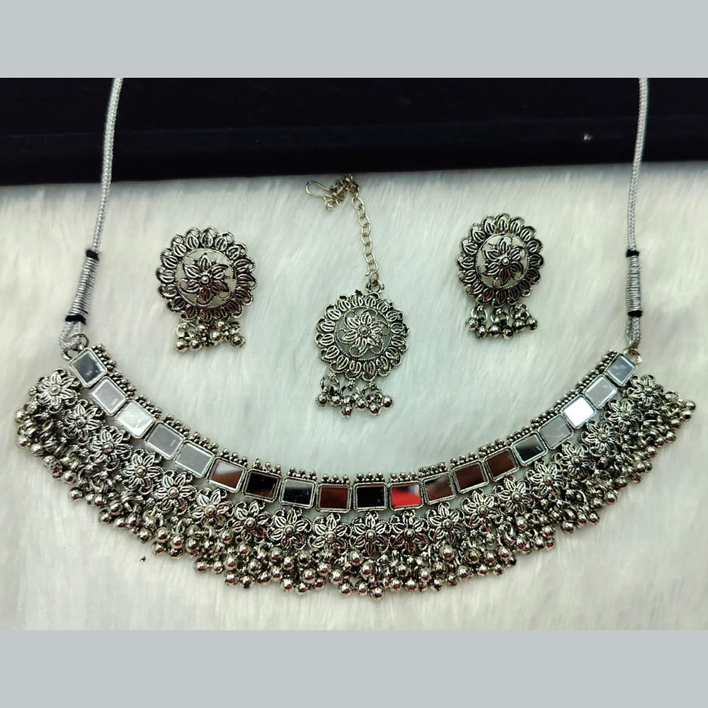 Manisha Jewellery Oxidised Plated Mirror Necklace Set