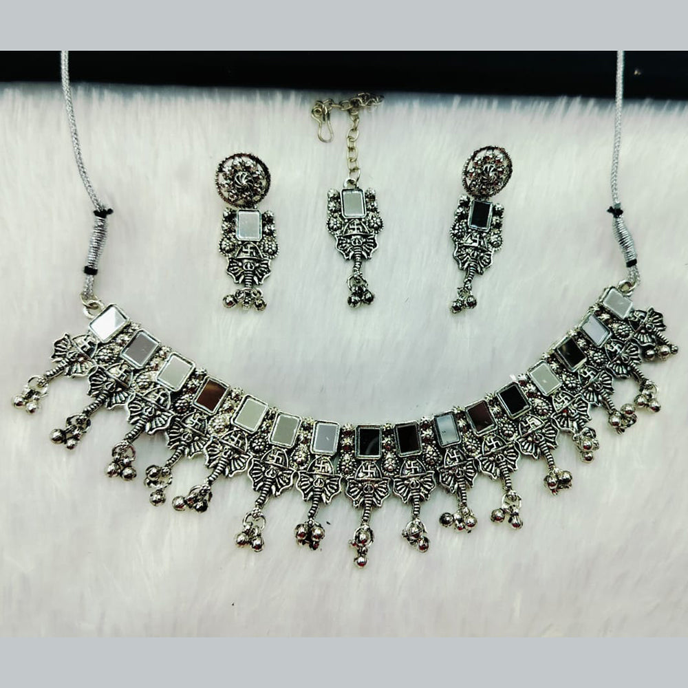 Manisha Jewellery Oxidised Plated Mirror Necklace Set