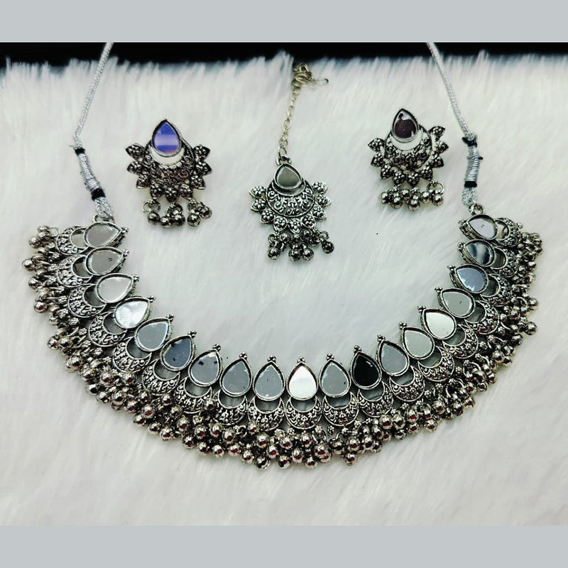 Manisha Jewellery Oxidised Plated Mirror Choker Necklace Set