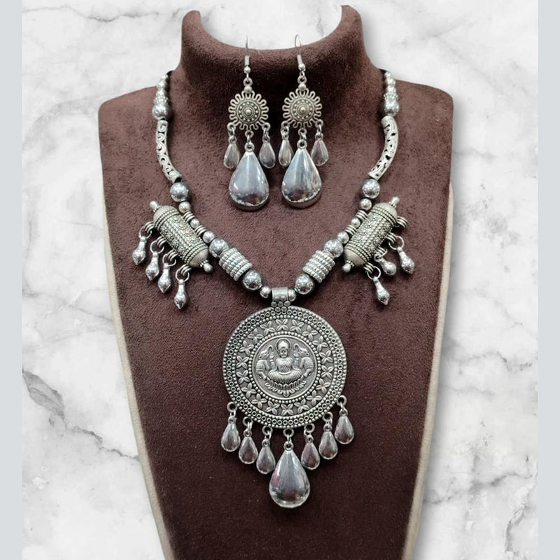 Manisha Jewellery Oxidised Plated Temple Necklace Set