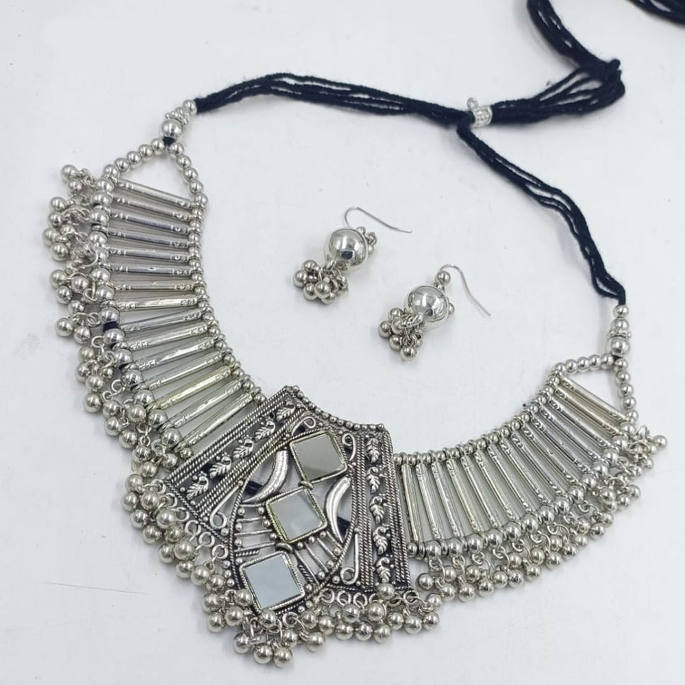 Manisha Jewellery Oxidised Plated Mirror Necklace Set