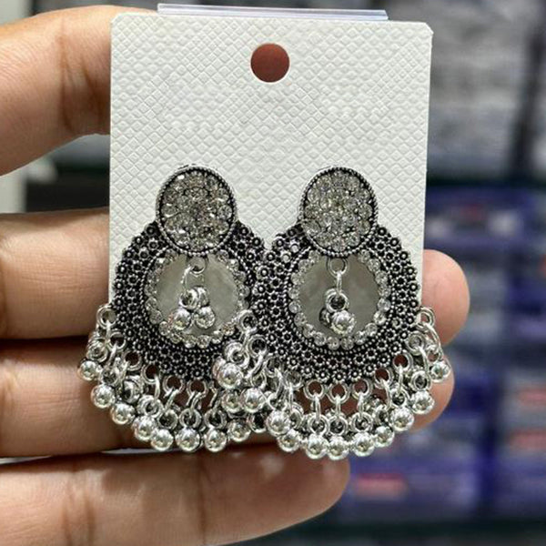 Manisha Jewellery Oxidised Plated Austrian Stone And Ghungroo Dangler Earrings