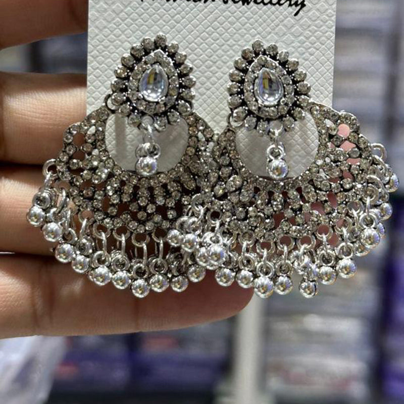 Manisha Jewellery Oxidised Plated Austrian Stone And Ghungroo Dangler Earrings