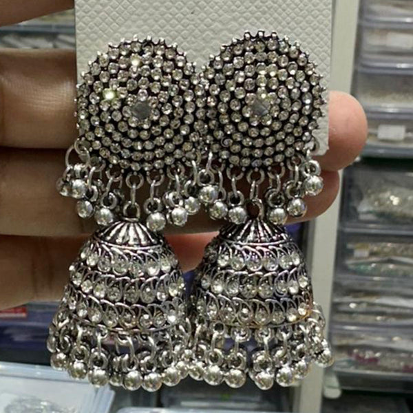 Manisha Jewellery Oxidised Plated Austrian Stone Jhumki