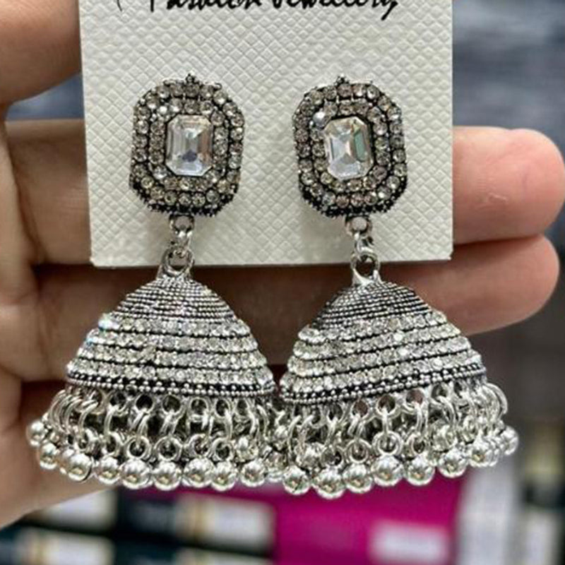 Manisha Jewellery Oxidised Plated Austrian Stone Jhumki