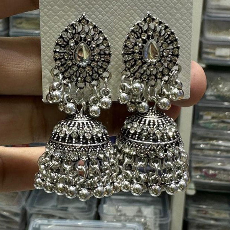 Manisha Jewellery Oxidised Plated Austrian Stone Jhumki