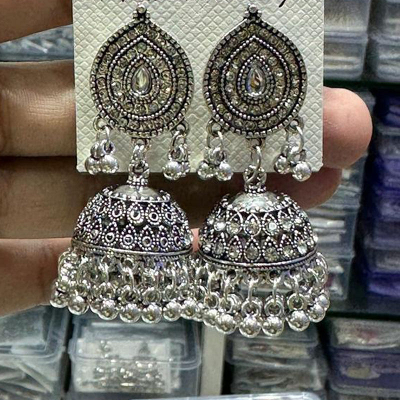 Manisha Jewellery Oxidised Plated Austrian Stone Jhumki